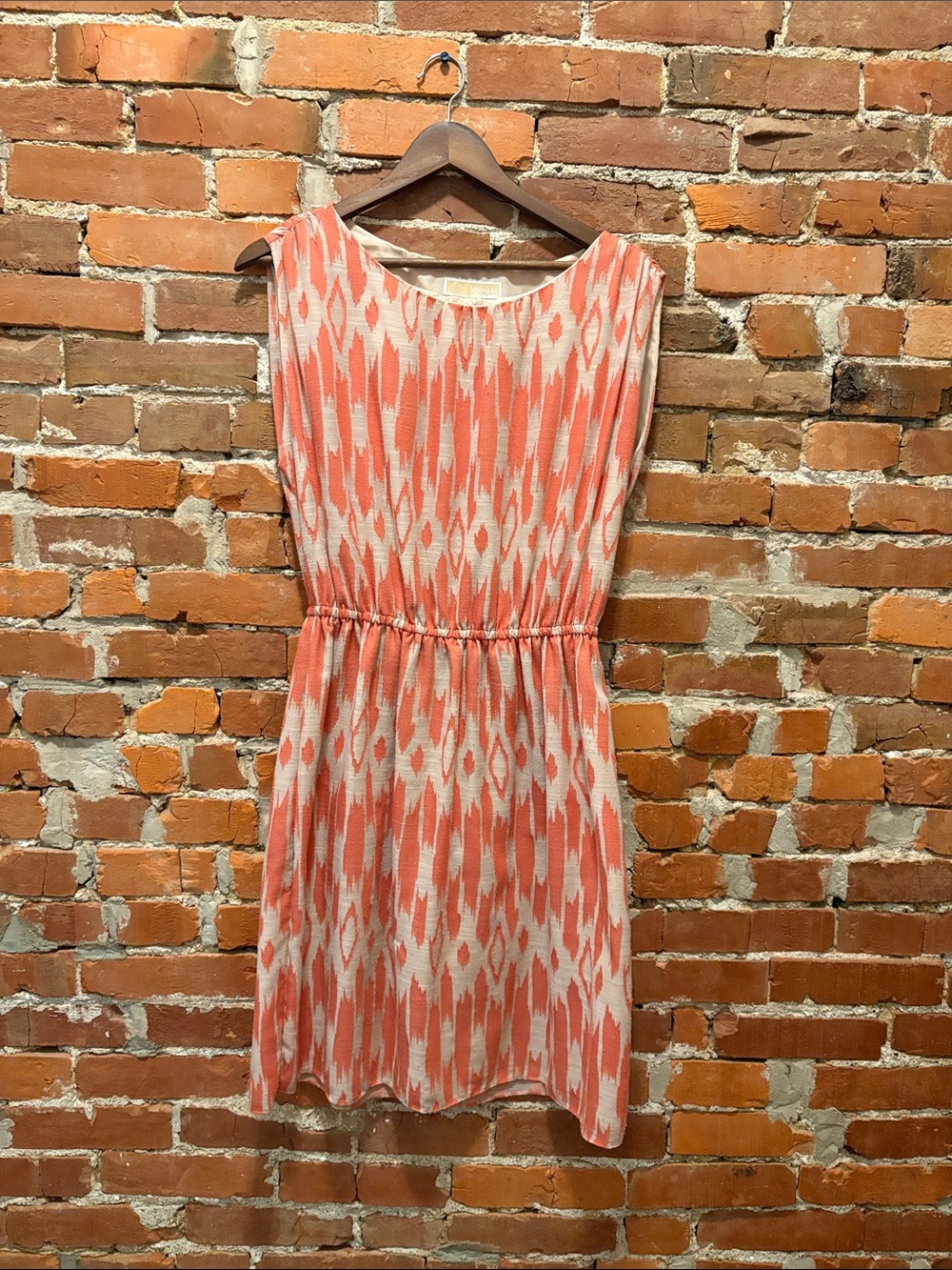 Michael Kors Coral Ikat Print Sleeveless Dress